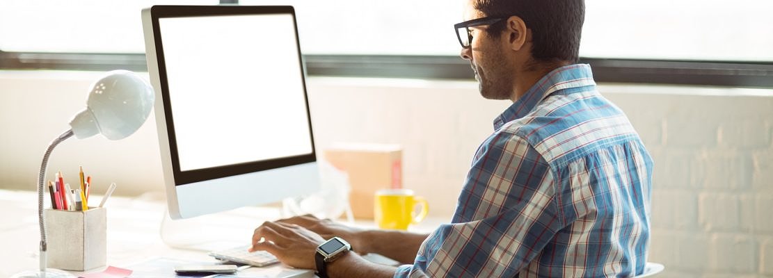 Business executive working on computer