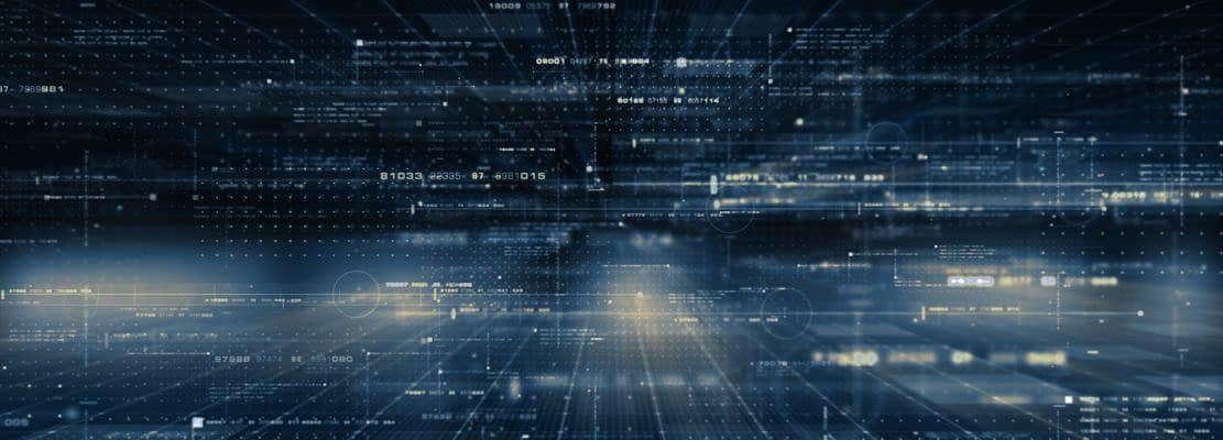 Futuristic digital generated motion abstract matrix cyber environment big data analytic artificial