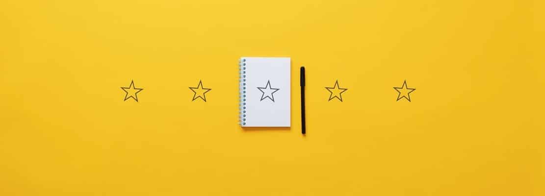 Five stars over yellow background