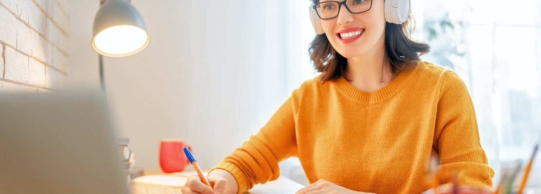 woman working in home office