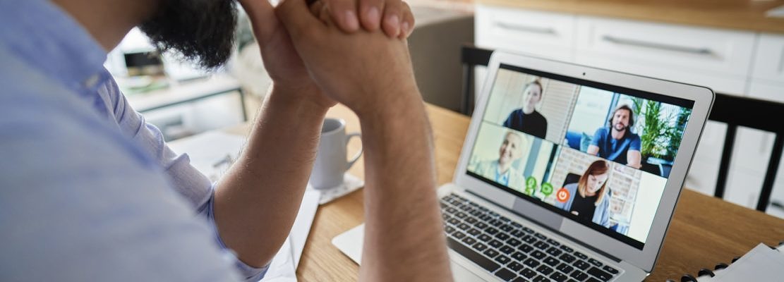 Corporate business team in video conference