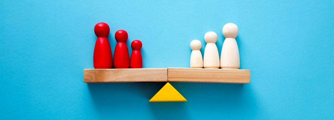 Uniqueness, balance, leadership and competition concept. seesaw weight scale in equilibrium