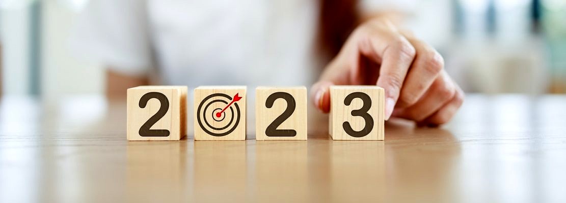 Business goals and achievement in 2023. 2023 Business growth concept.