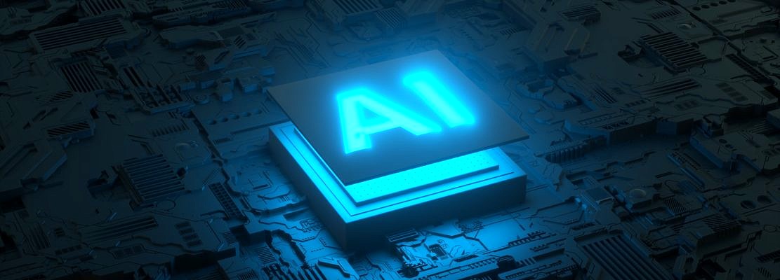 Circuit board and AI micro processor, Artificial intelligence of digital human. 3d render