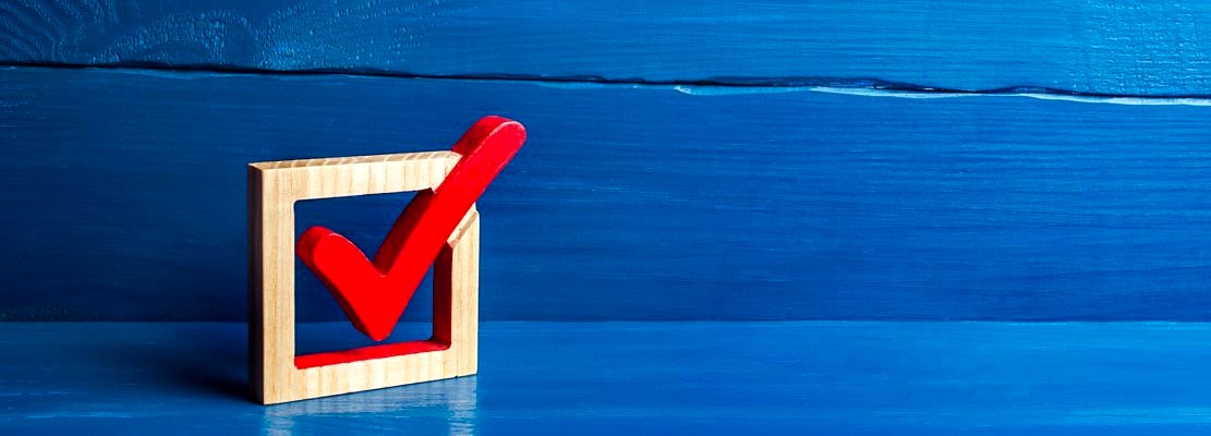 Red voting tick in a box. Checkbox