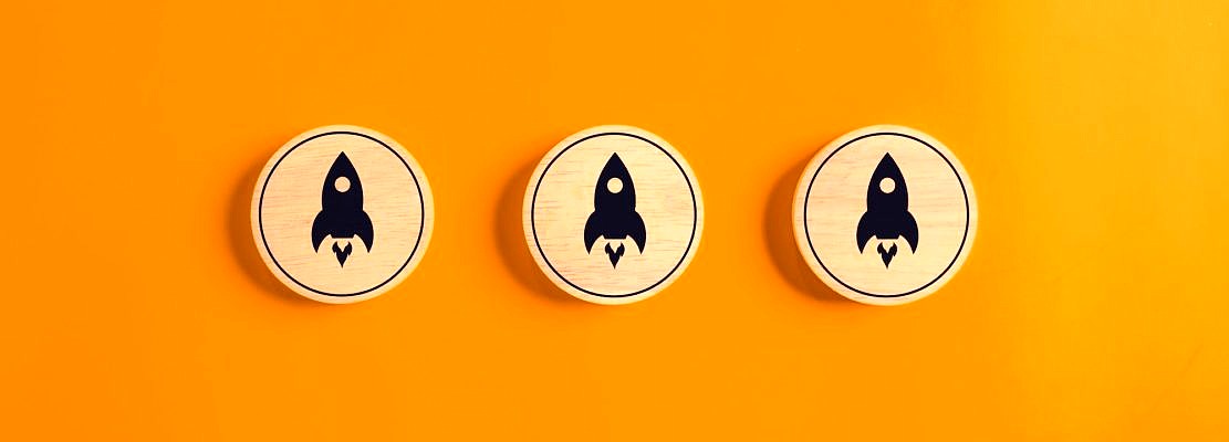 rocket icon on wooden on isolate background. rocket financial. rocket to moon