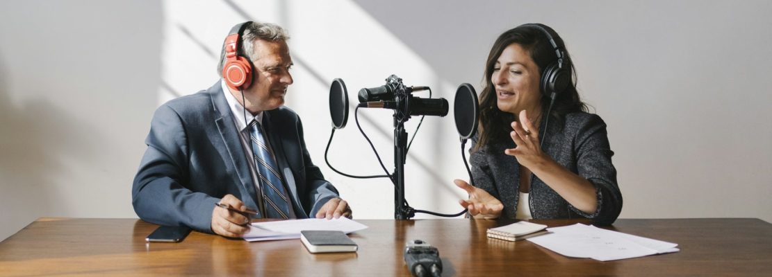 Business podcast recording