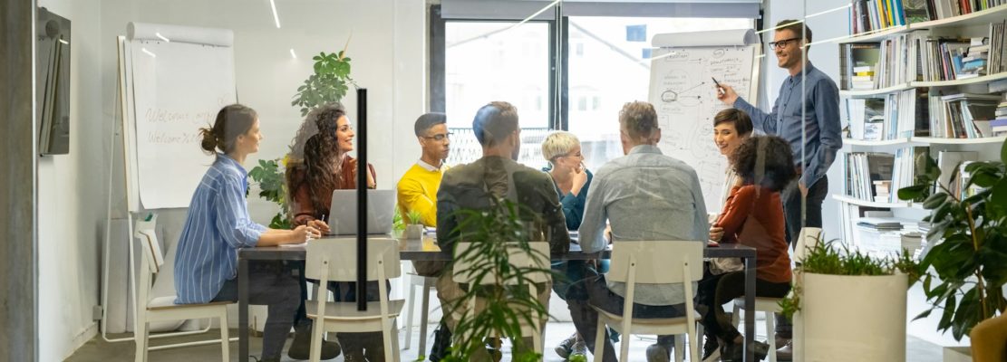 Happy casual business team in meeting