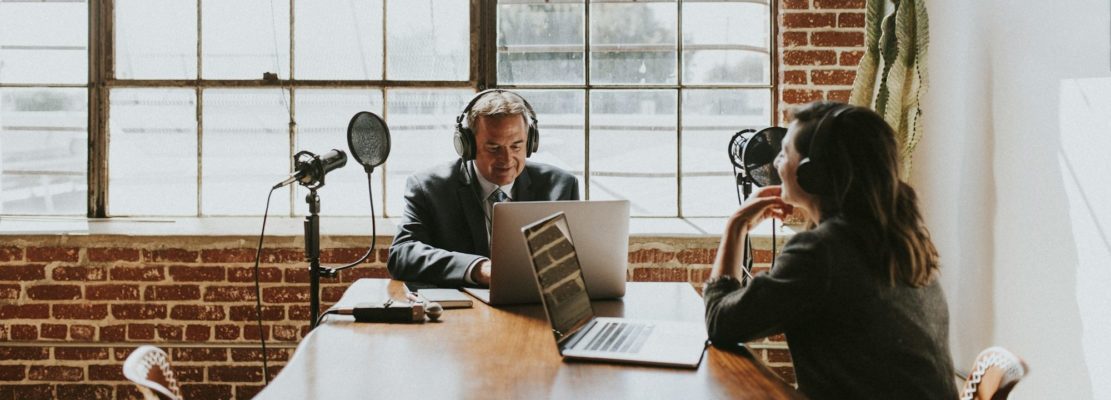 Business podcast recording