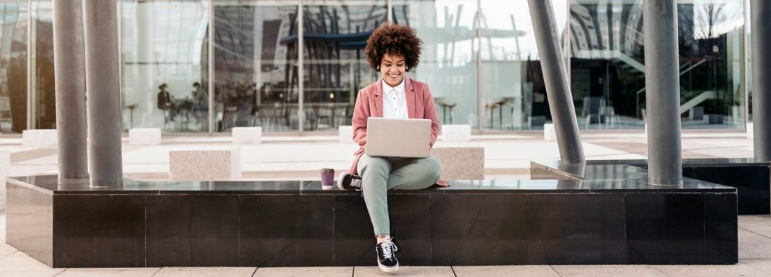 Afro Woman Using Laptop