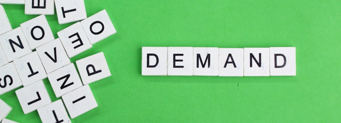 letters of the alphabet with the word demand.