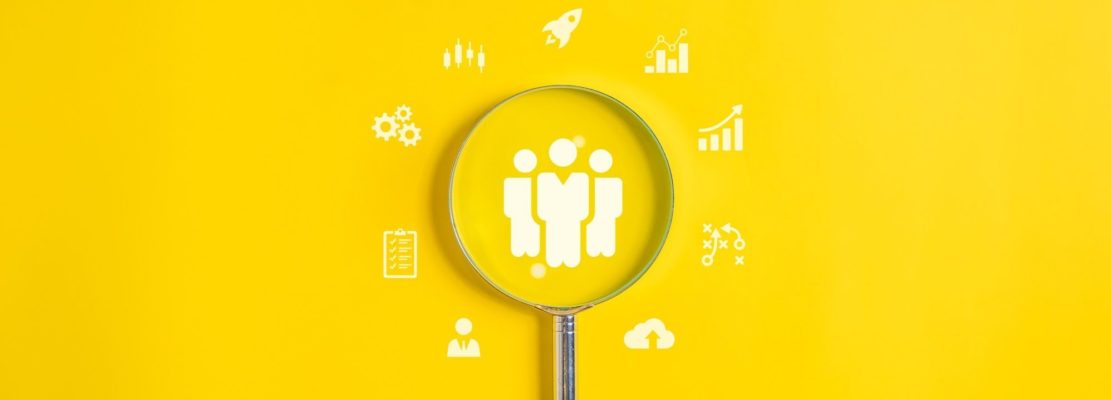 People employees icons on wooden blocks, Business and teamwork concept, Unity of company,