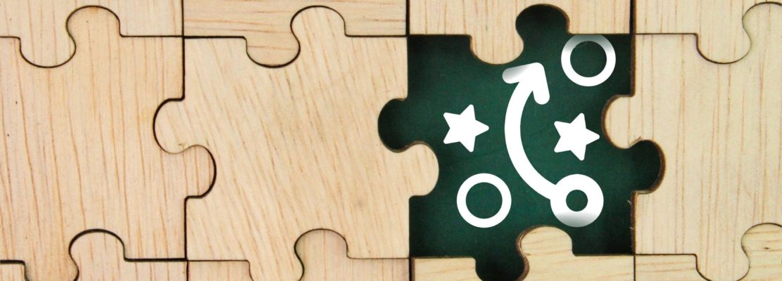 wooden puzzle with Planning, strategy or tactics icons. the concept of business strategy or business